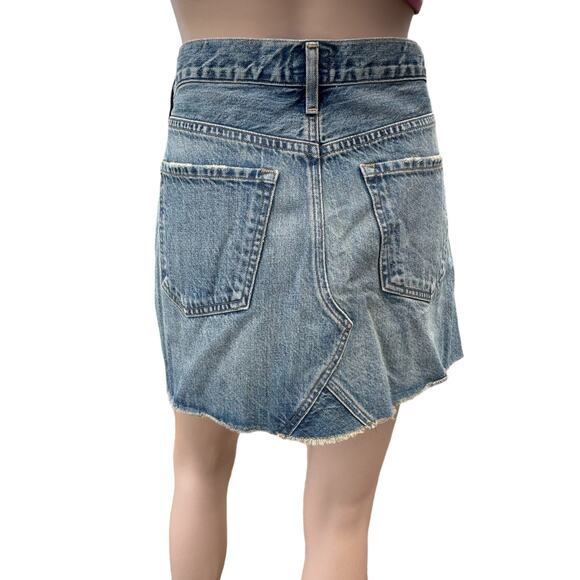 New Citizens of Humanity Blue Dirty Wash Distressed Cutoff Jean Mini Skirt Sz 27 - Picture 4 of 11